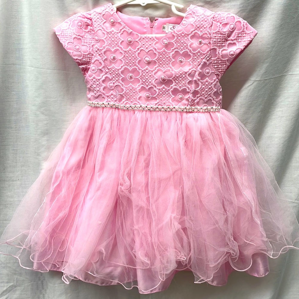 S. square beaded and diamonds laced princess’s dress girl sz 3t